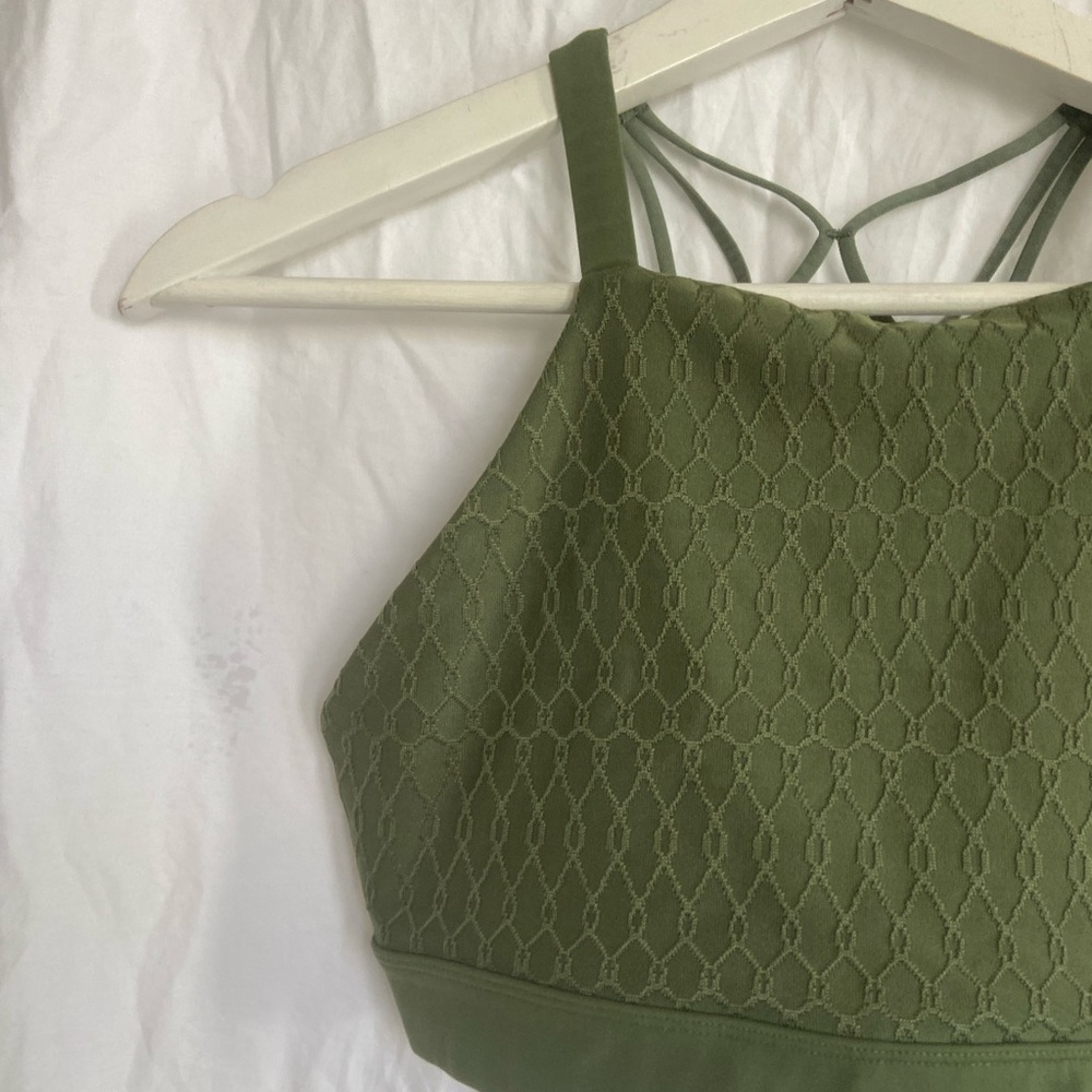 Lorna Jane Army Green High Neck Sport Bra Size Small - Picture 6 of 13
